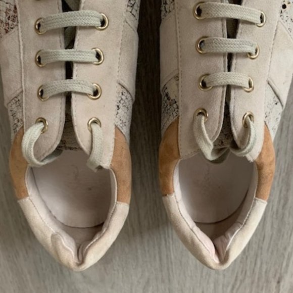 Joie Leather Suede Snakeskin Effect Low-Top Sneakers Sz 8,5 - Picture 6 of 13